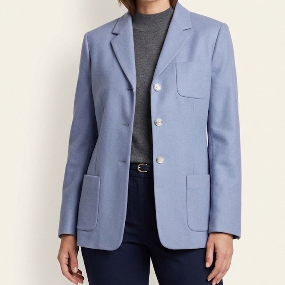 Vintage Wool Cashmere Blazer Jacket Petite 12 Quiet Luxury 90s Minimalist 90s